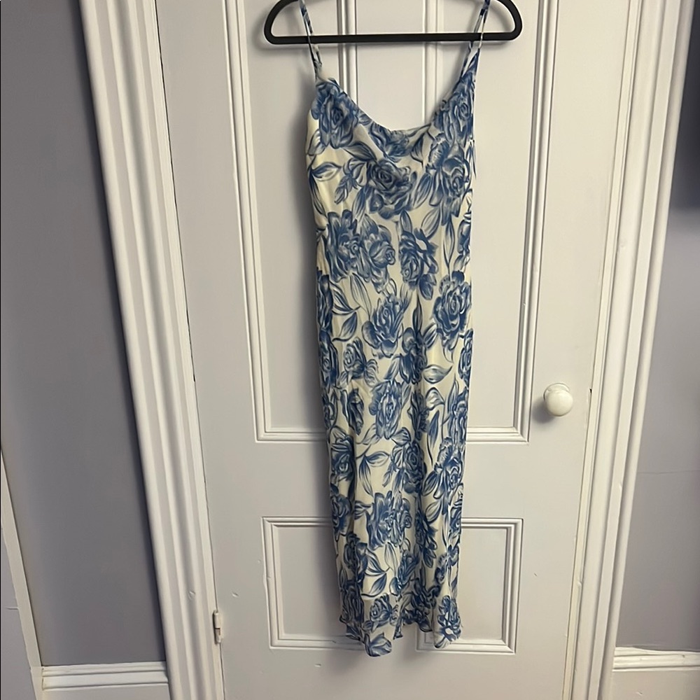 Ralph Lauren Blue and Cream Sleeveless Maxi Dress